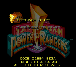 Заставка игры Mighty Morphin Power Rangers